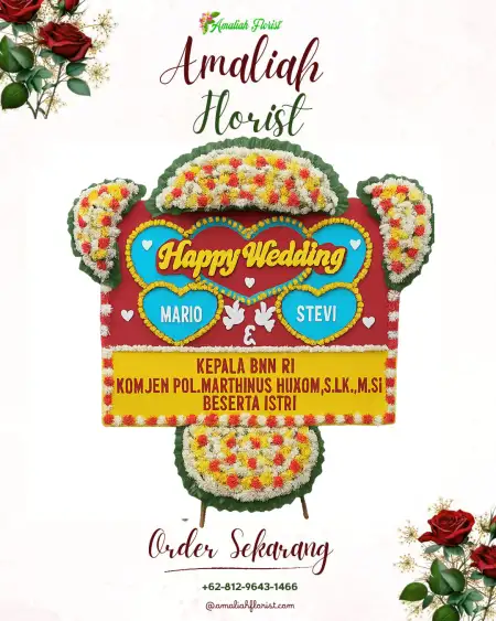 Papan Bunga Pernikahan Air Teman